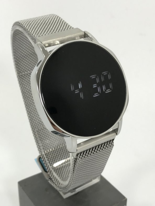 Dokunmatik Gümüş Renk Led Watch Dijital Çelik Kasa Bayan Saat