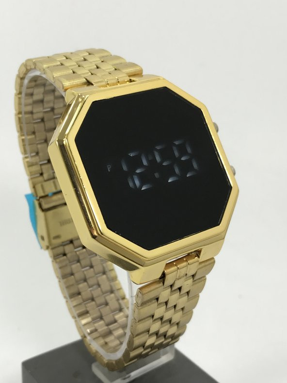 Yeni Model Gold Renk Led Watch Dijital Çelik Kasa Unisex Saat