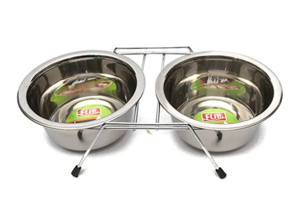 32 Oz. KE-3273D-2 Adet Tel Ayaklı Çelik Mama Kabı - 2