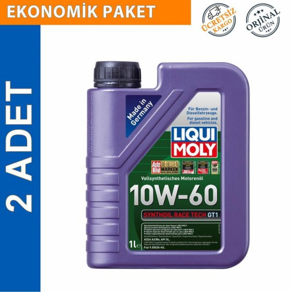 Liqui Moly Synthoil Race Tech GT1 10W-60 Motor Yağ 1 Lt (2 Adet) (8908)