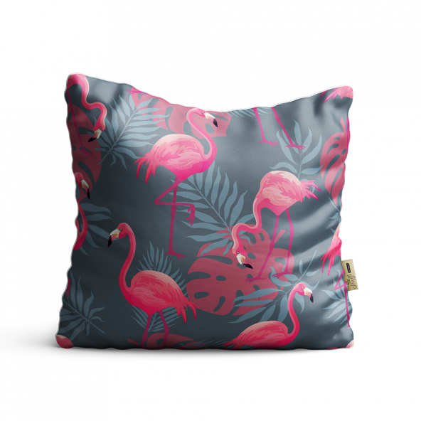 Flamingo Desenli Dijital Baskılı Dekoratif Kırlent Kılıfı FLM03