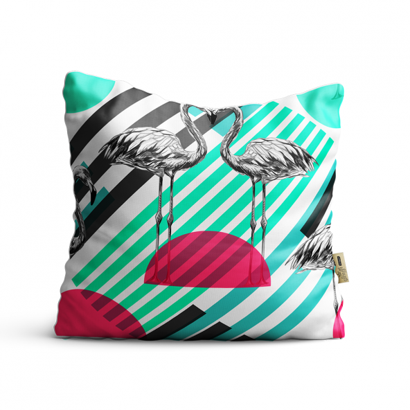 Flamingo Desenli Dijital Baskılı Dekoratif Kırlent Kılıfı FLM18