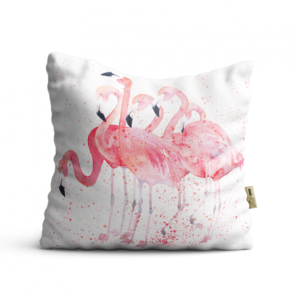 Flamingo Desenli Dijital Baskılı Dekoratif Kırlent Kılıfı FLM20