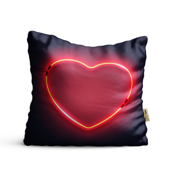 Kalp Desenli Dijital Baskılı Dekoratif Kırlent Kılıfı LV33