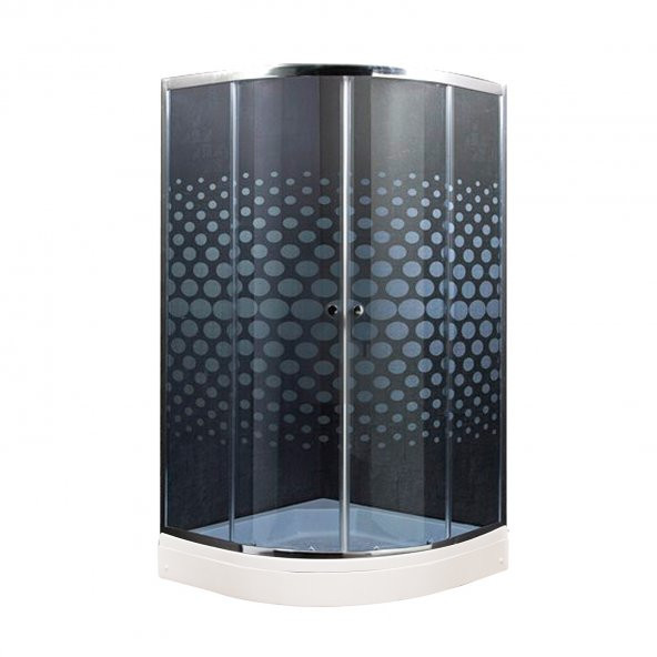 DURUL DUŞAKABİN FÜME CAM PARLAK PROFİL DAMLA DESEN - 90X90 - 100X100 - 2