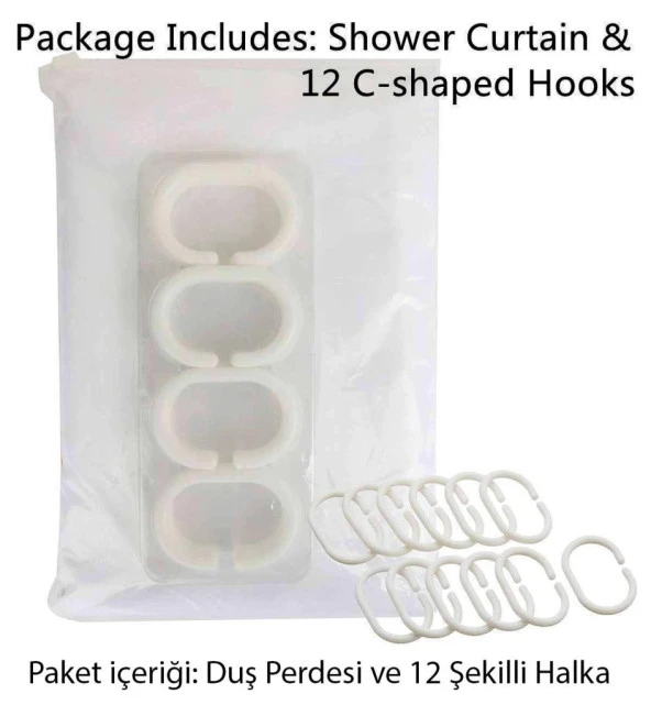 Baskılı Duş Perde Gece Gökyüzü Yıldız Desenli Mavi Mor - Resim 6