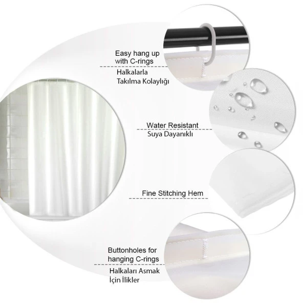 Baskılı Duş Perde Gece Gökyüzü Yıldız Desenli Mavi Mor - Resim 7