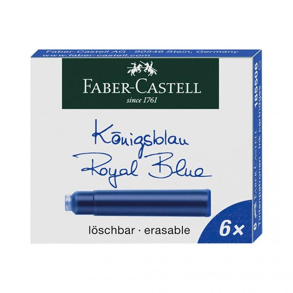 Faber-Castell Dolma Kalem Kartuş 6 Li Royal Mavi 18 55 06