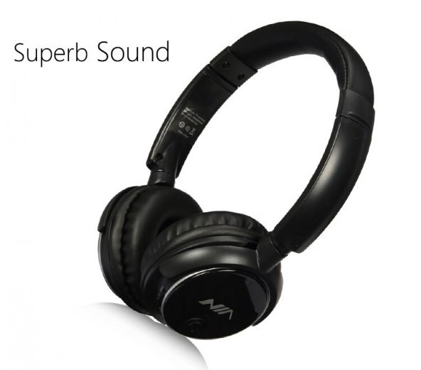 Nia Q1 Fm Radyolu Kablosuz bluetooth Kulaklık Extrabass Siyah - 2