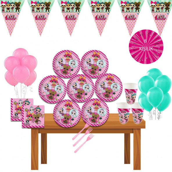 LOL Bebek lol  Doğum Günü Parti Malzemeleri Süsleri Set 8 Kişilik