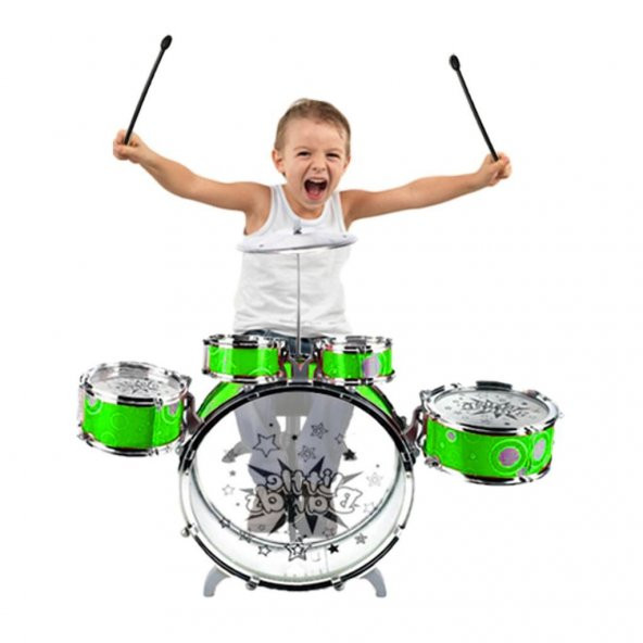Jazz Drum Bas Pedallı Oyuncak Çocuk Baterisi Davul Seti