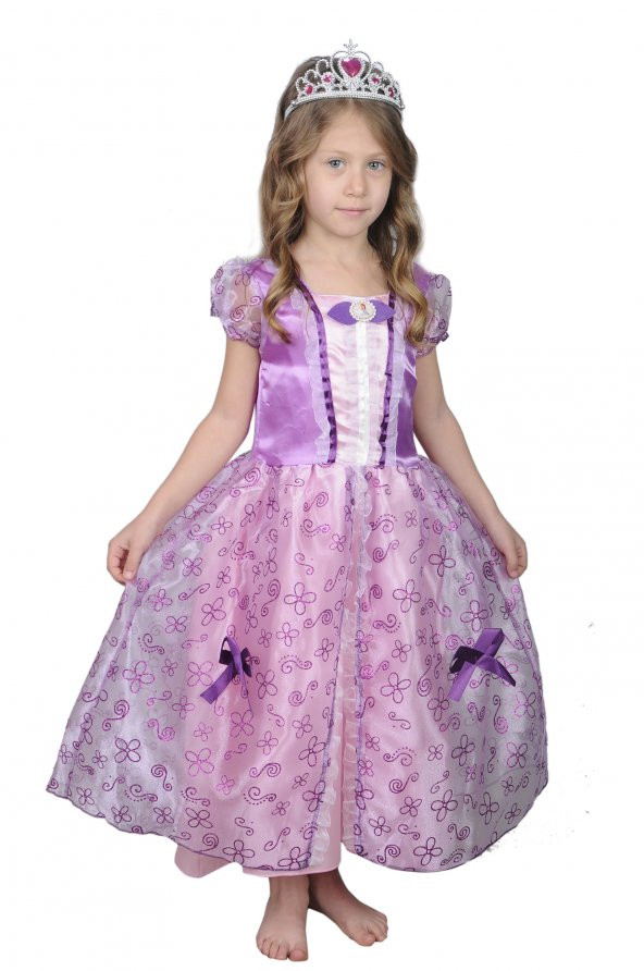 Kız Çocuk Prenses Sofia Kostüm Elbise Abiye Doğum Günü
