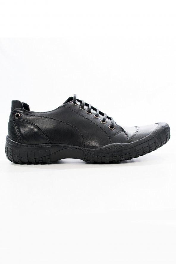 DeepSEA Siyah Yeni Sezon Bağcıklı Kauçuk Taban Deri Kejıl Erkek Ayakkabı 1803050