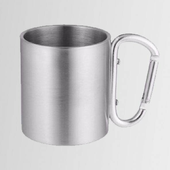 Nurgaz NG-193 Çelik Çift Katmanlı Kamp Bardak Kupa Karabinalı