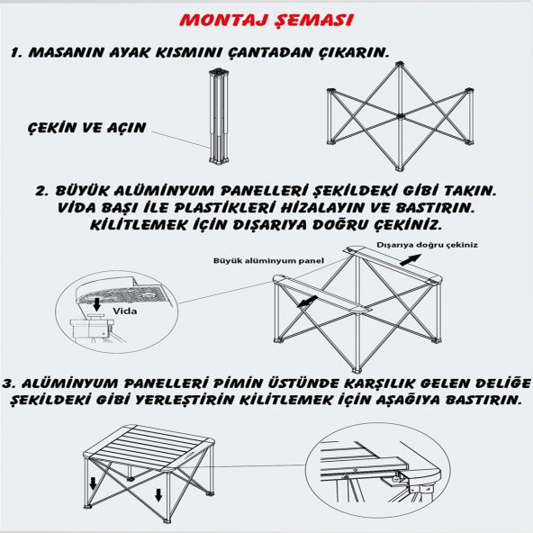 Nurgaz NG-AKMB Campout Katlanabilir Çanta Hediyeli Alüminyum Kamp Masası Büyük Portable - 4