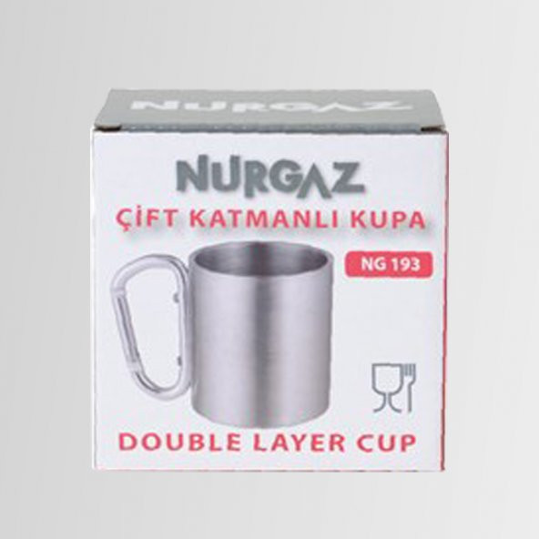 Nurgaz NG-193 Çelik Çift Katmanlı Kamp Bardak Kupa Karabinalı - 4