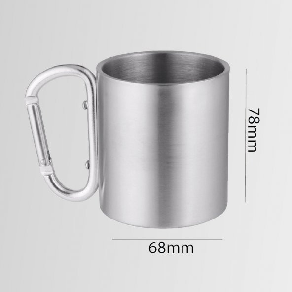 Nurgaz NG-193 Çelik Çift Katmanlı Kamp Bardak Kupa Karabinalı - 5