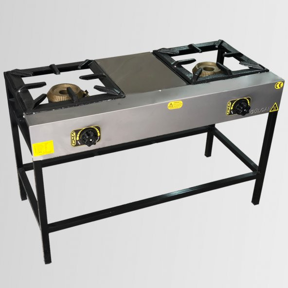 GÜLCAN İkili Lokanta Ocağı Yüksek Ayak Gazmer Onaylı - Ce Belgeli - Sönme Emniyet Ventilli - LPG&DOĞALGAZ Seçenekli(CE)