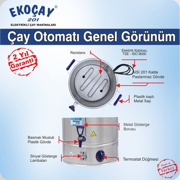 E-1050 50 Bardak Ekoçay Çay Makinesi Otomatı Çaycı Çaymatik - 2