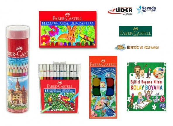 FABER CASTELL BOYAMA SETİ KURU SULU PASTEL KEÇELİ 12 RENK 5 PARÇA