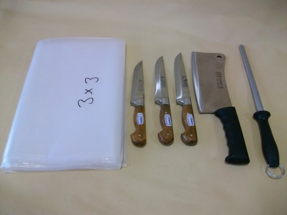 Kurban Bıçak Seti (3 bıçak,Satır,Masat,Naylon Örtü)