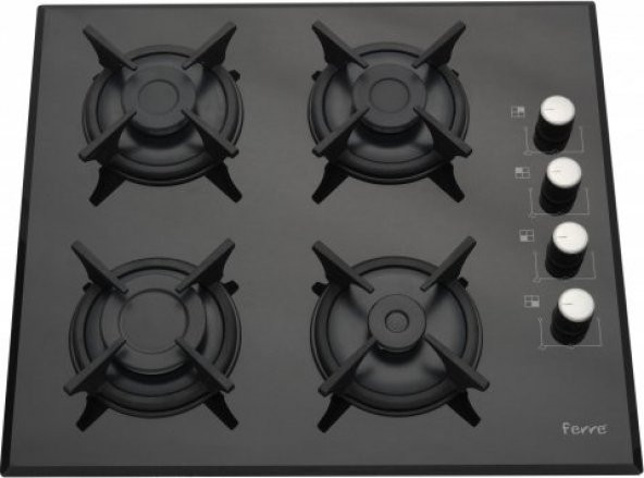 Ferre Black Uehara 3Lü Ankastre Set ( BEF-LM-T Turbo Fırın + 1140 Döküm Izgara Cam Ocak + FMI 600 Siyah Camlı Davlumbaz ) - 4
