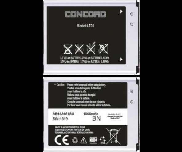 Concord C-1017 L700 1000 mAh Samsung Batarya