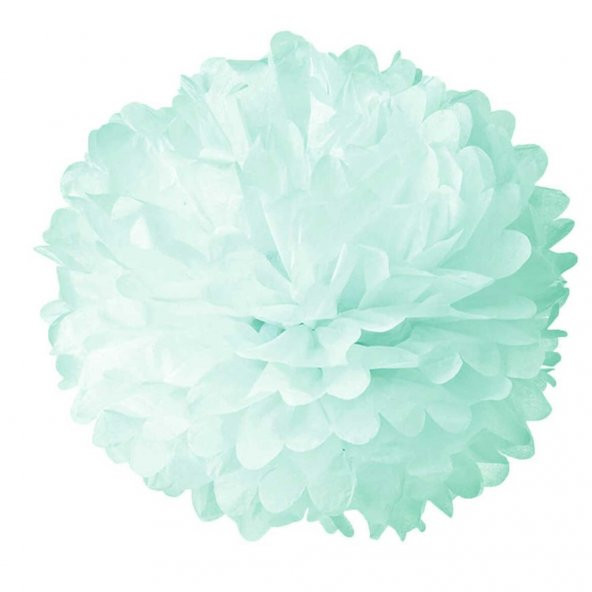 Pelur Kağıt Mint Yeşil Ponpon Çiçek Dekoratif Asma Süs