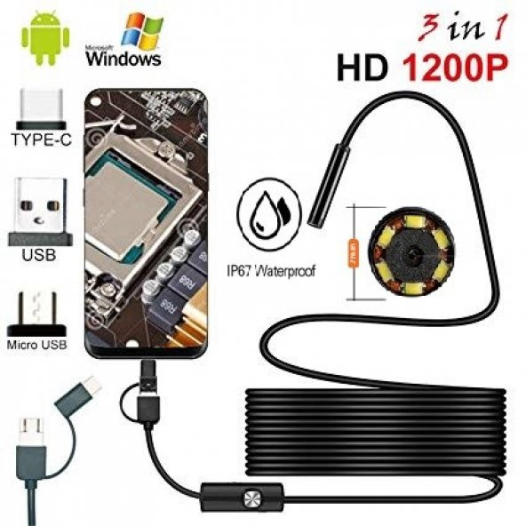 Endoskop Yılan Kamera 2 Metre Wifi Android & İOS Uyumlu SU GEÇİRMEZ