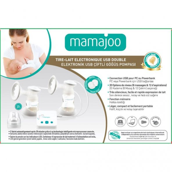 Mamajoo Elektronik USB Çiftli Göğüs Pompası - 4