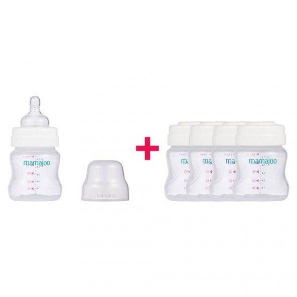Mamajoo Silver Anne Sütü Saklama Kapları 4x150 ml & Silver Biberon 150ml - 5
