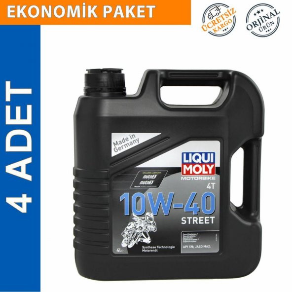Liqui Moly 10W-40 4T Street 4 Lt Motosiklet Motor Yağı (4 Adet) (1243)