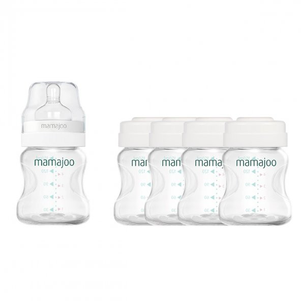 Mamajoo Silver Anne Sütü Saklama Kapları 4x150 ml & Silver Biberon 150ml - 12