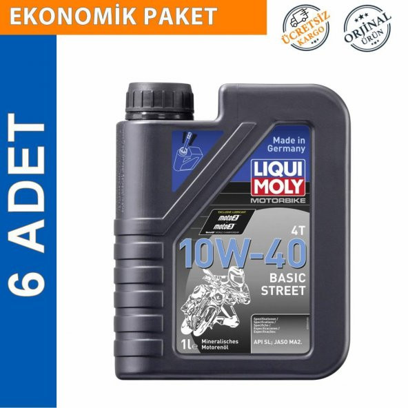 Liqui Moly 10W-40 4T Basic Street 1 Lt Motosiklet Yağı (6 Adet) (3044)