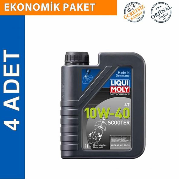 Liqui Moly 10W-40 4T Basic Scooter 1 Lt Motosiklet Yağı (4 Adet) (1618)