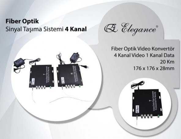 ELEGANCE FOK-4V1D-SM Fiber Optik Media converter 4 Kanal