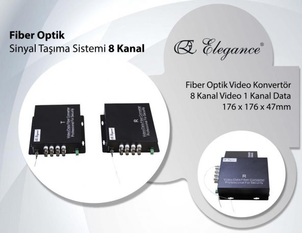 ELEGANCE FOK-8V1D-SMFiber Optik Media converter 8 Kanal