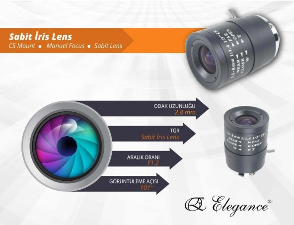 ELEGANCE MN358 3.5 - 8mm Manuel İris Varifocal Lens
