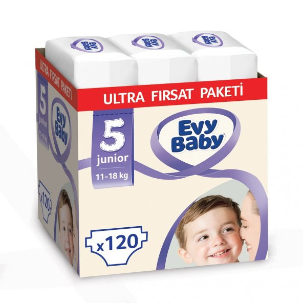 Evy Baby Bebek Bezi 5 Beden 11-18 Kg Ultra Fırsat Paketi 120 Adet