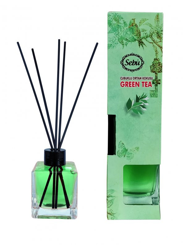 Yeşil Çay - Bambu Çubuklu Egzotik Kare Şişe Ortam Kokusu 100