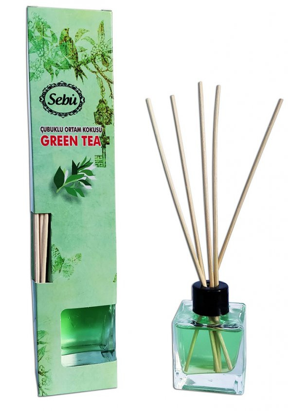 Yeşil Çay - Bambu Çubuklu Egzotik Kare Şişe Ortam Kokusu 50