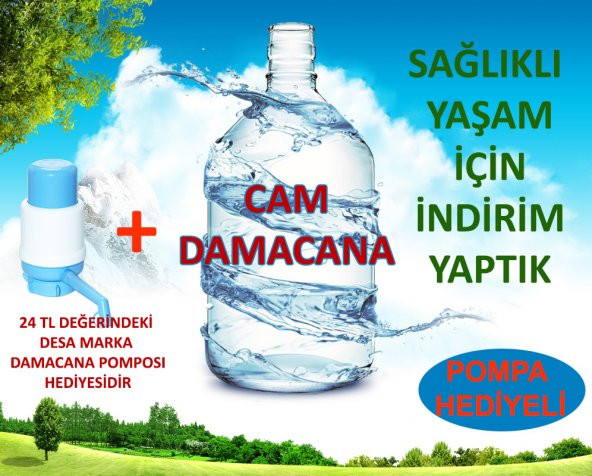 SU POMPASI Hediyeeli CAM DAMACANA Su Sebili 15 Litre