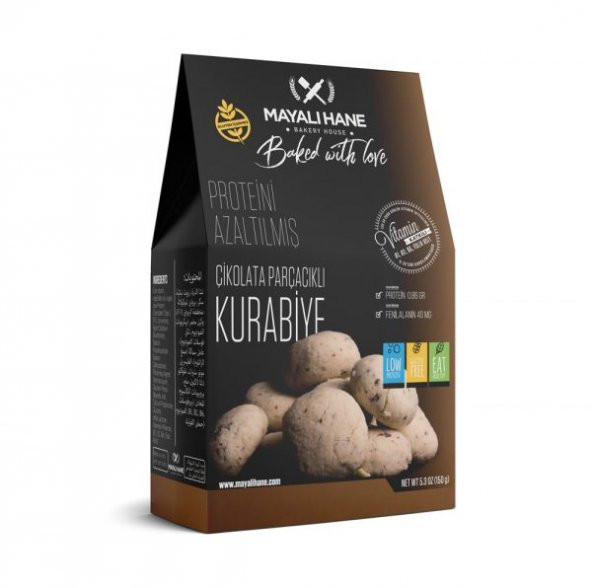 Düşük Proteinli ve Glutensiz Çikolata Parçacıklı Kurabiye 150 gr