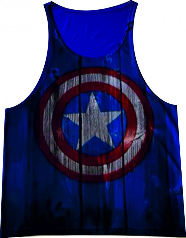 CAPTAN AMERİCA KIRIK KALKAN FİTNESS ATLET TANK TOP DİJİTAL BASKI - 3