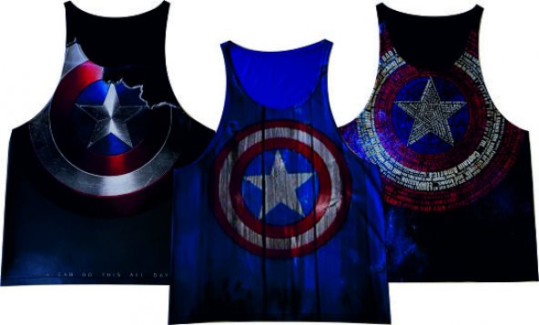 CAPTAN AMERİCA KIRIK KALKAN FİTNESS ATLET TANK TOP DİJİTAL BASKI - 4
