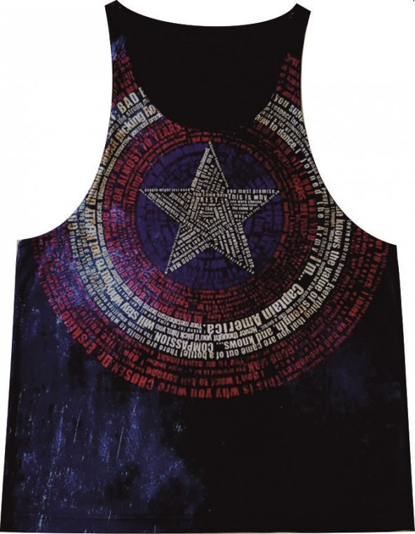 CAPTAN AMERİCA MAVİ FİTNESS ATLET TANK TOP DİJİTAL BASKI - 2