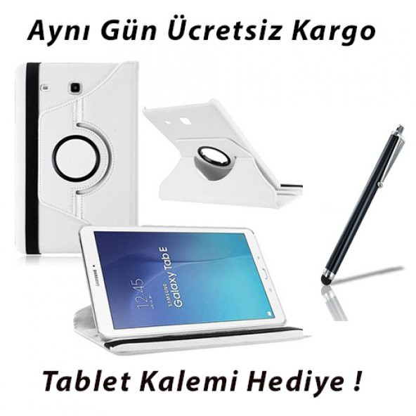 Samsung Galaxy Tab E T560 Beyaz Tablet Kılıf (Kalem Hediyeli)