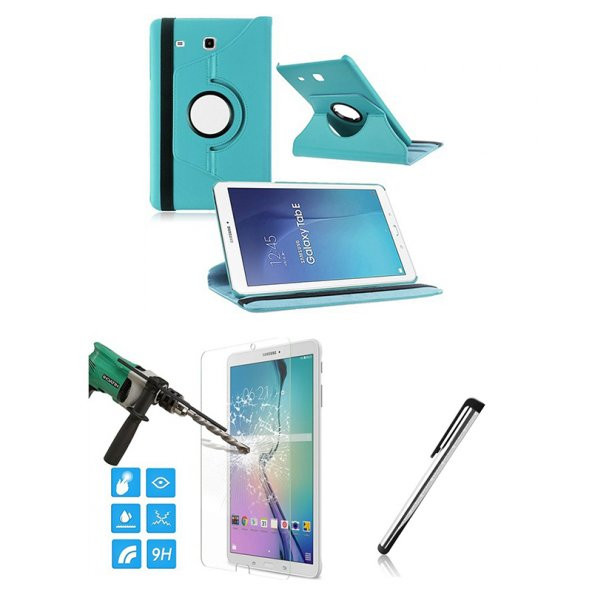 Samsung Galaxy Tab E T560 9.6 inç Turkuaz Tablet Kılıf+Cam+Kalem
