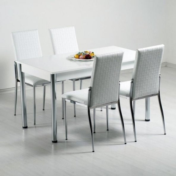 1 Masa + 4 Sandalye Mutfak Masası Masa Sandalye Takımı / Beyaz