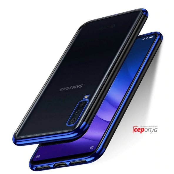 Samsung Galaxy A50 Köşeleri Renkli Şeffaf Kamera Korumalı Kılıf - 5
